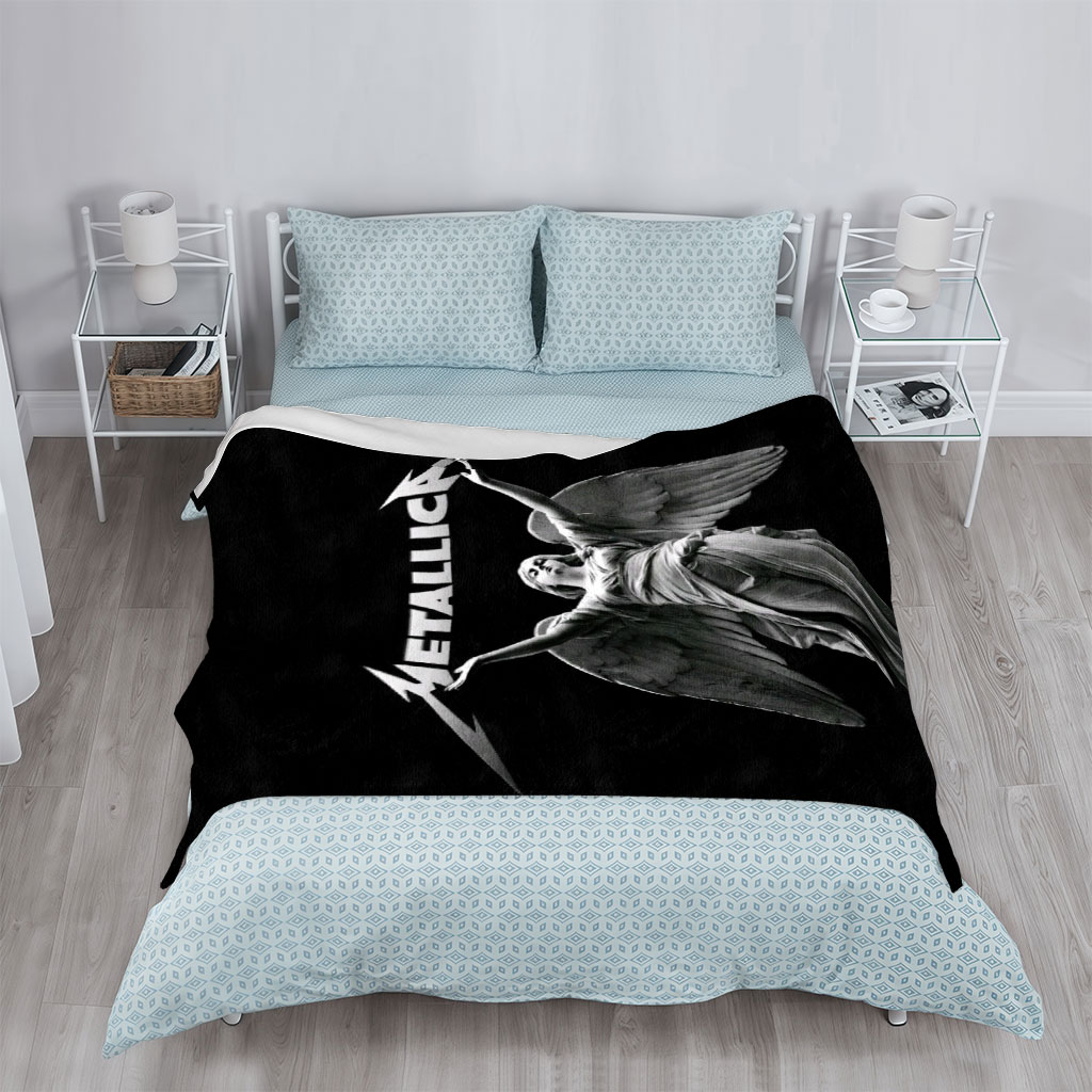 Metallica Angel Statue Black and White Artwork - Blankets