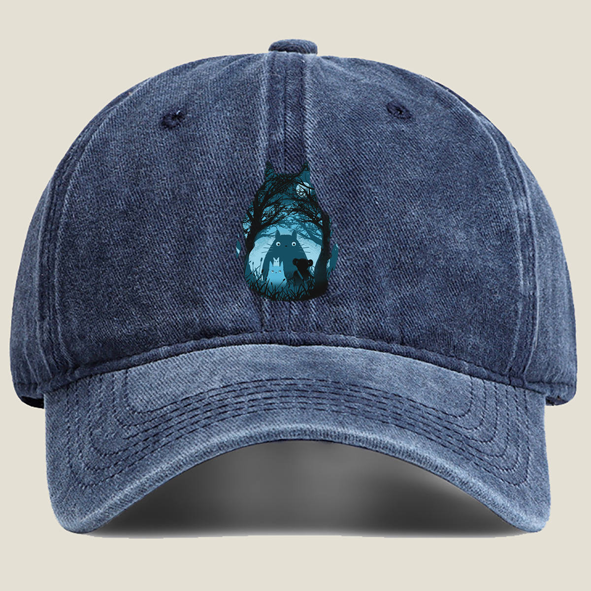 Totoro and Friends in the Moonlit Forest - Washed Denim - Baseball Cap
