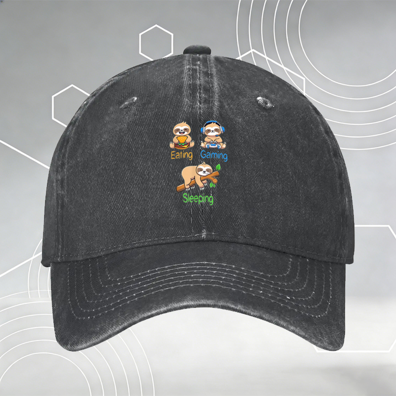 New Baseball Cap with Dinosaur and Christmas Tree Print 