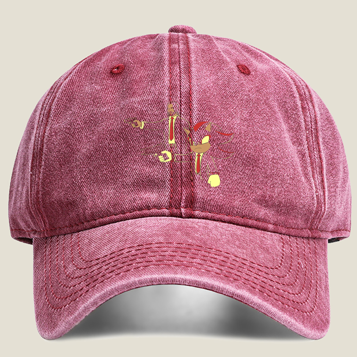 Sonic the Hedgehog and John Wick in Suit and Tie - Washed Denim - Baseball Cap