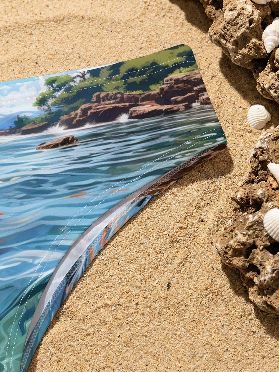 Crystal Clear Waters and Sky Reflections -  Men's swim trunks
