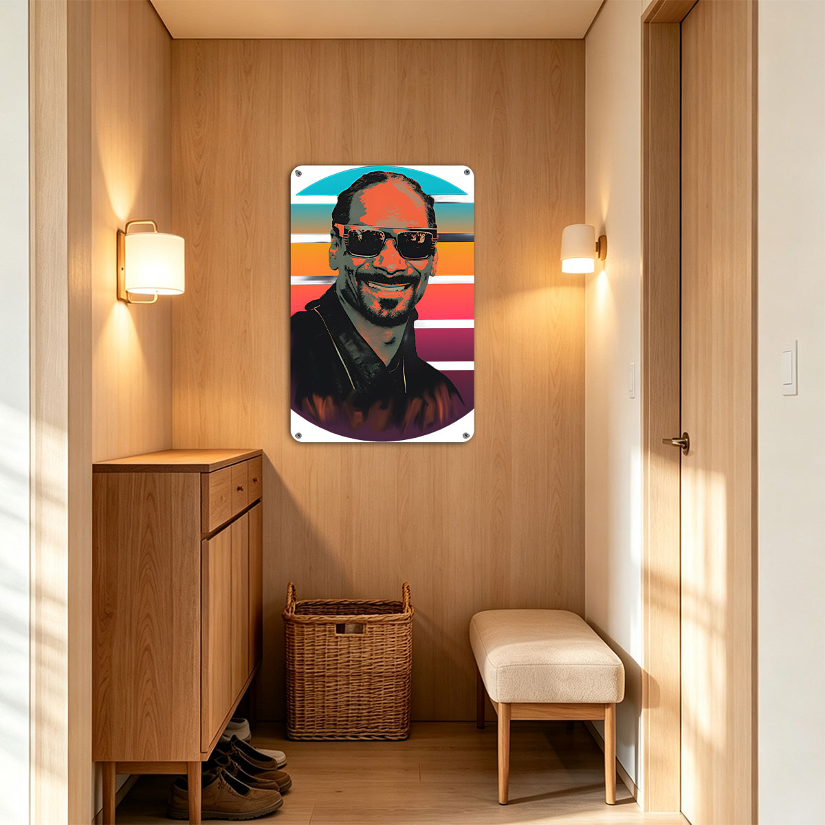 Snoop Dogg in Retro Sunset Portrait - painting