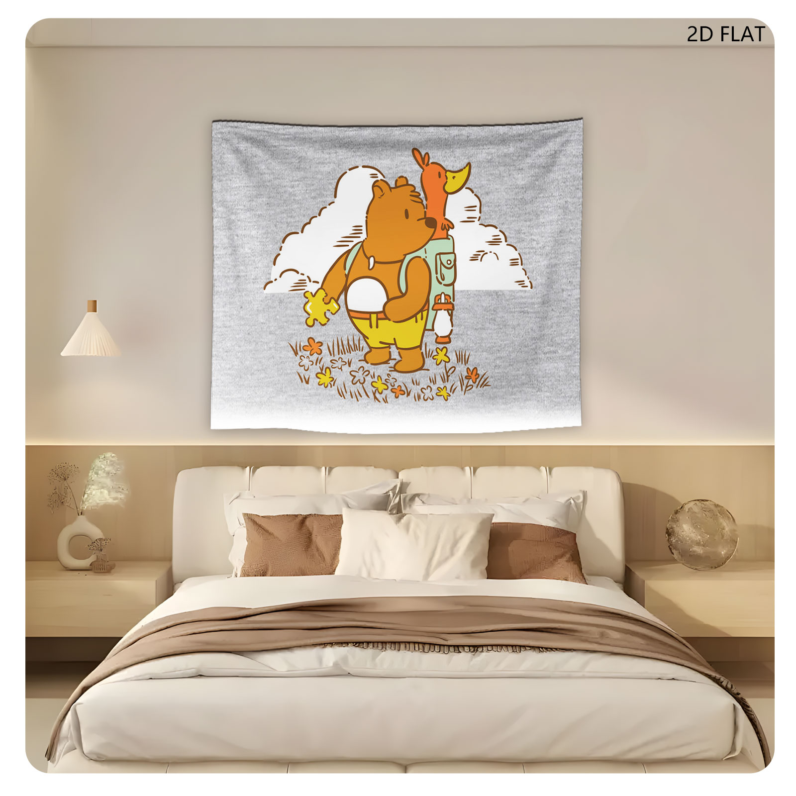 Bear and Duck Adventure in the Field - Tapestry
