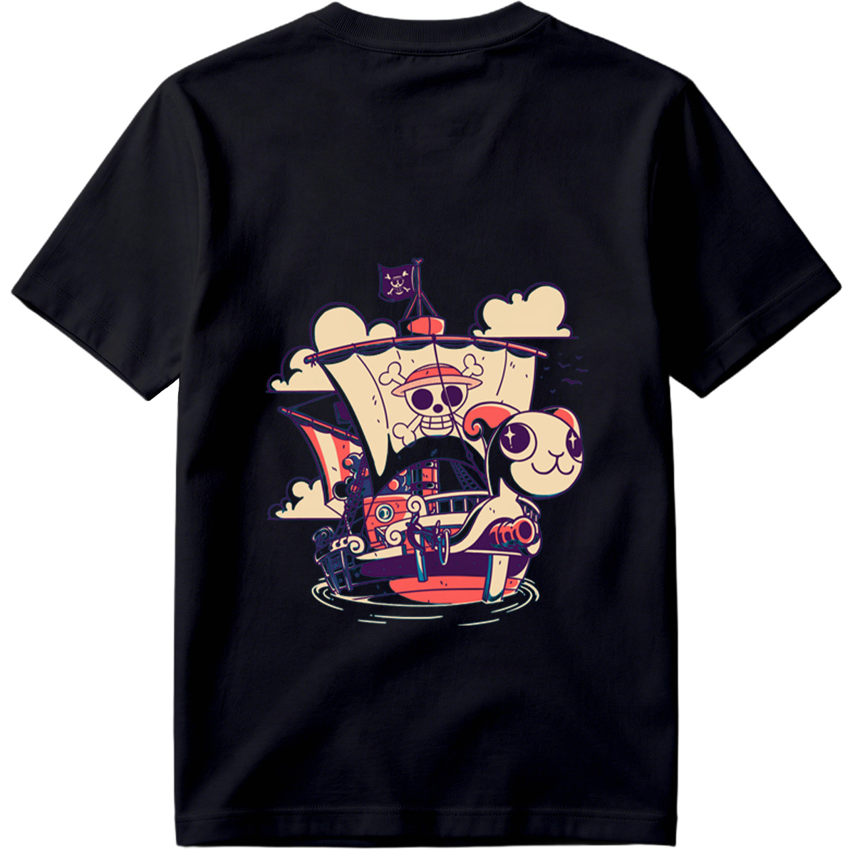Pirate Ship with Cat and Skull Captain - Tee