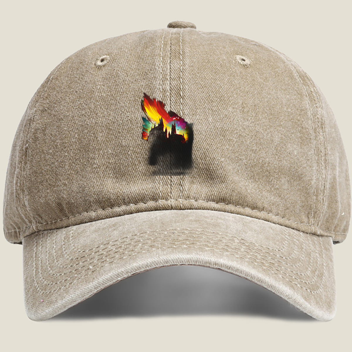 Harry Potter: Hogwarts Castle at Twilight - Washed Denim - Baseball Cap
