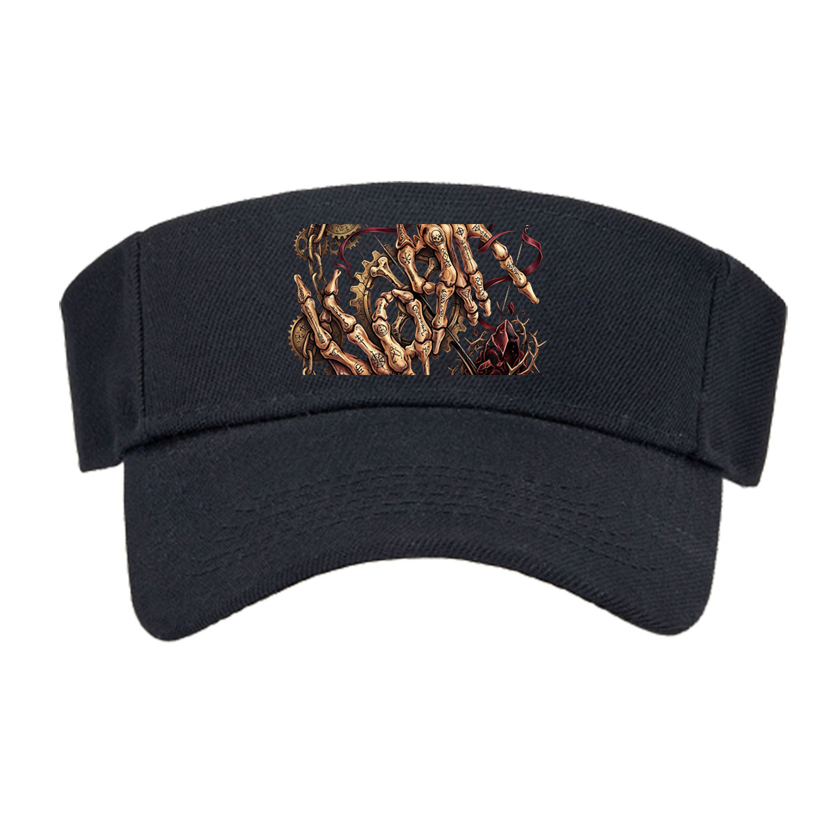 Skeleton Hands with Runes, Gears, and Thorns -  Visor cap