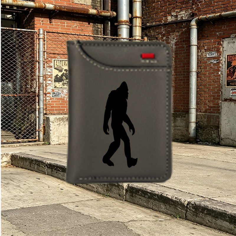 Unisex Vertical Wallet with Bigfoot Silhouette Print - Compact RFID Blocking Money Clip for Outdoor Adventures, Hiking, and Everyday Use - Ideal for Nature Lovers, Travelers, and Adventure Enthusiasts