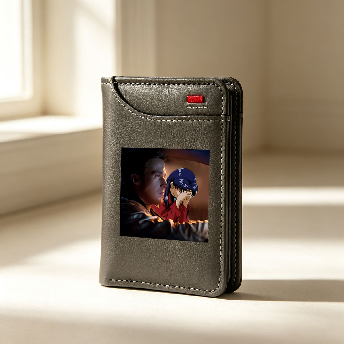 Edward Norton and Rei Ayanami in a dramatic scene from Neon Genesis Evangelion - Vertical Style Wallet