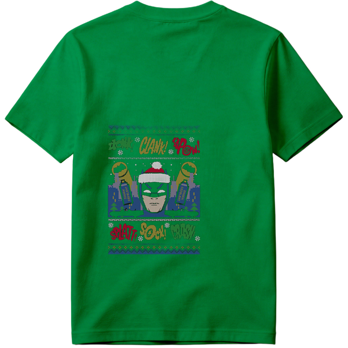 Batman Christmas Sweater with Comic Sound Effects - Tee