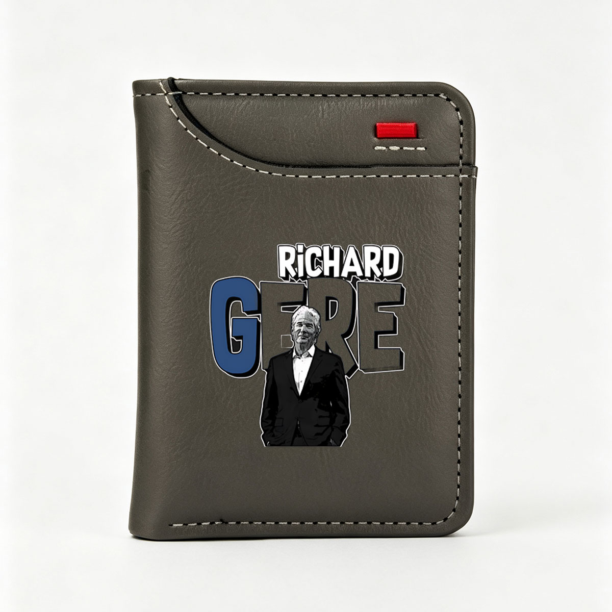 Richard Gere in a stylish suit, bold text backdrop - Vertical Style Wallet