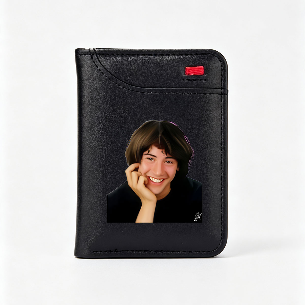 Smiling Young Man with Hand on Chin - Vertical Style Wallet