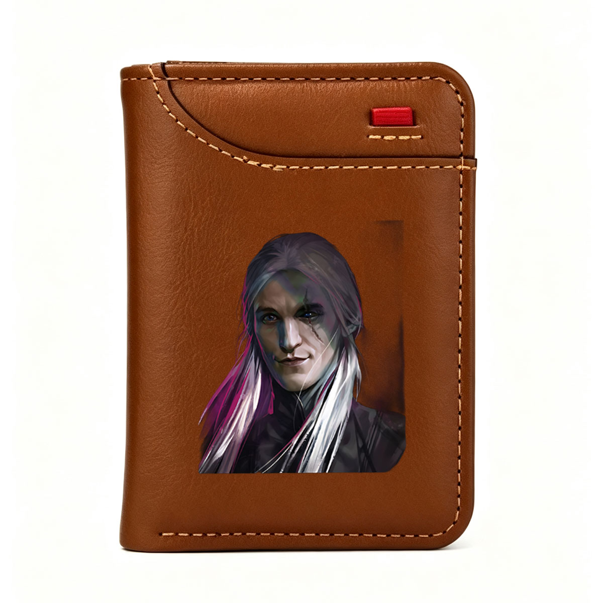 Geralt of Rivia, Witcher, White Hair, Scarred Face, Dark Fantasy Character - Vertical Style Wallet