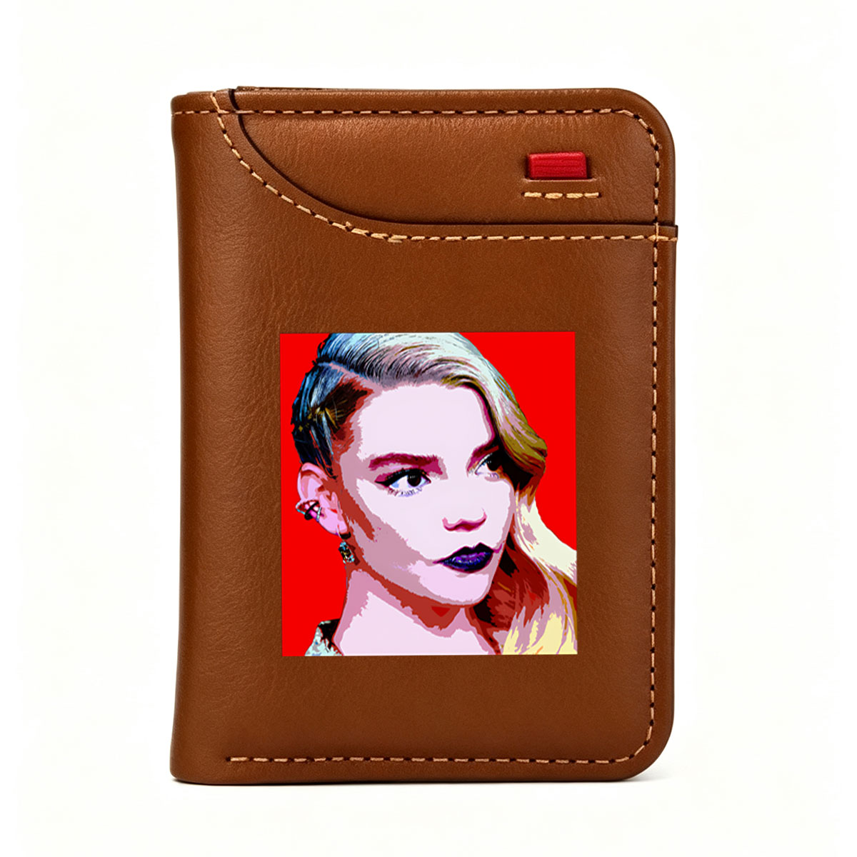 Pop Art Portrait of a Blonde Woman with Bold Makeup and Earrings - Vertical Style Wallet