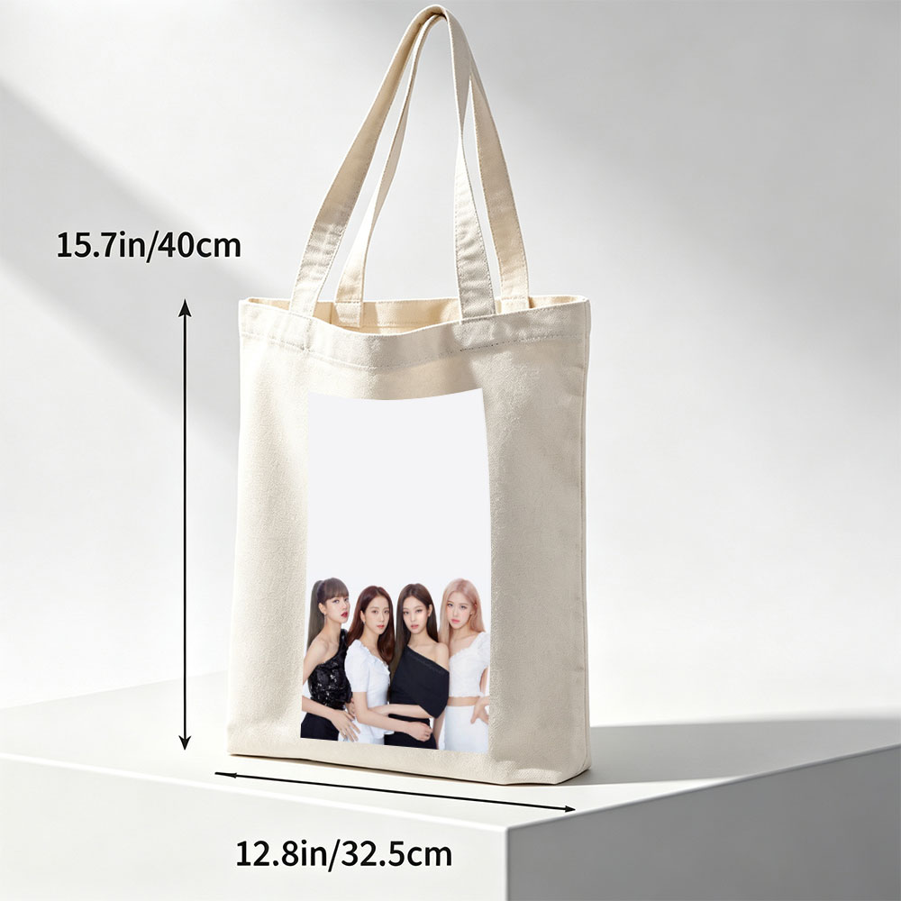 BLACKPINK Group Photo in Elegant Black and White Outfits on a Minimalist Background - Canvas tote bags