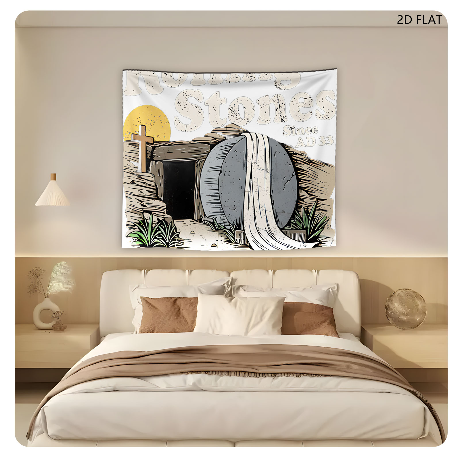 Rolling Stones Since AD 33: Easter Tomb with Rolled Stone and Cross - Tapestry