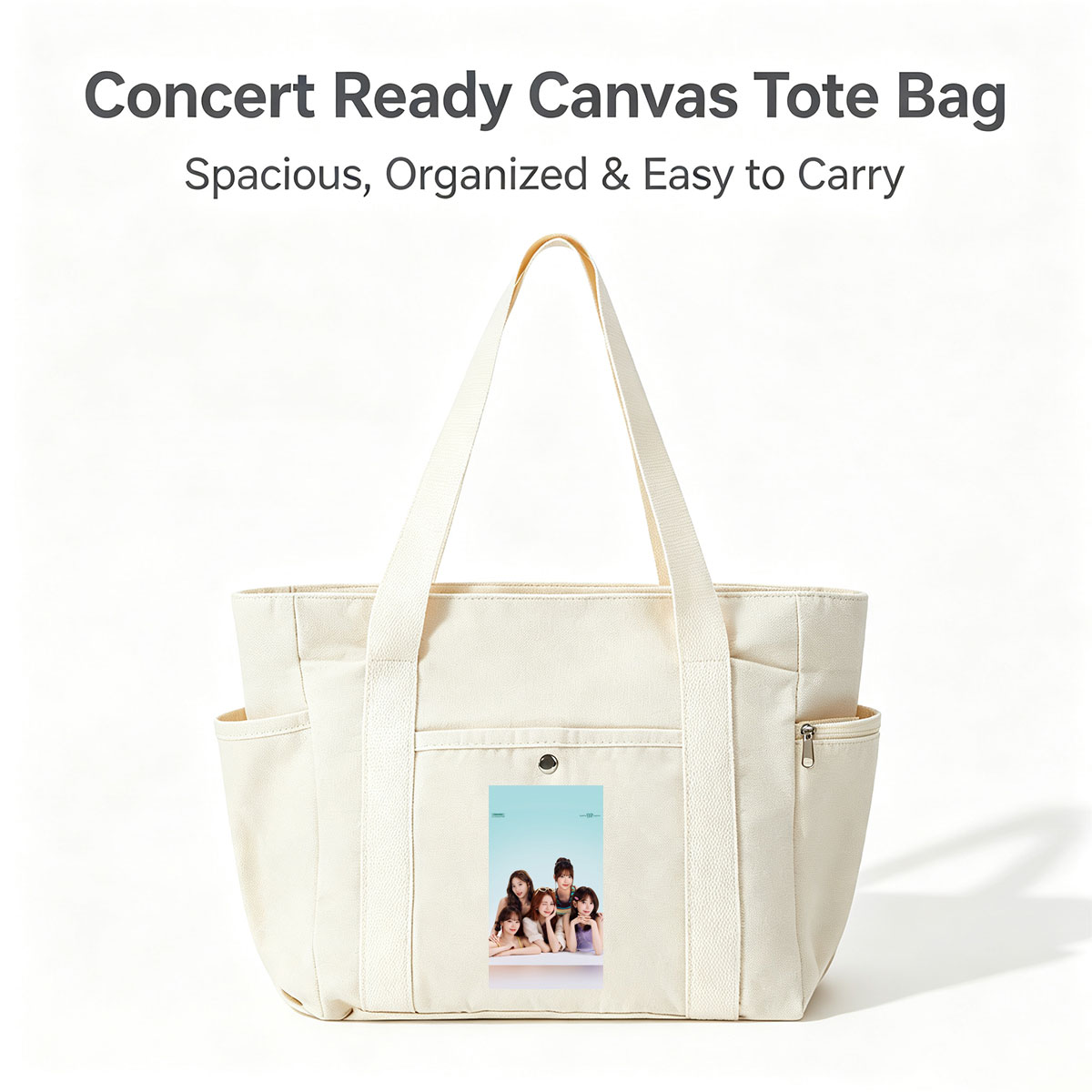 LE SSERAFIM Summer Beach Vibes Group Photo with Pastel Background and Stylish Outfits - Multi-pocket bags