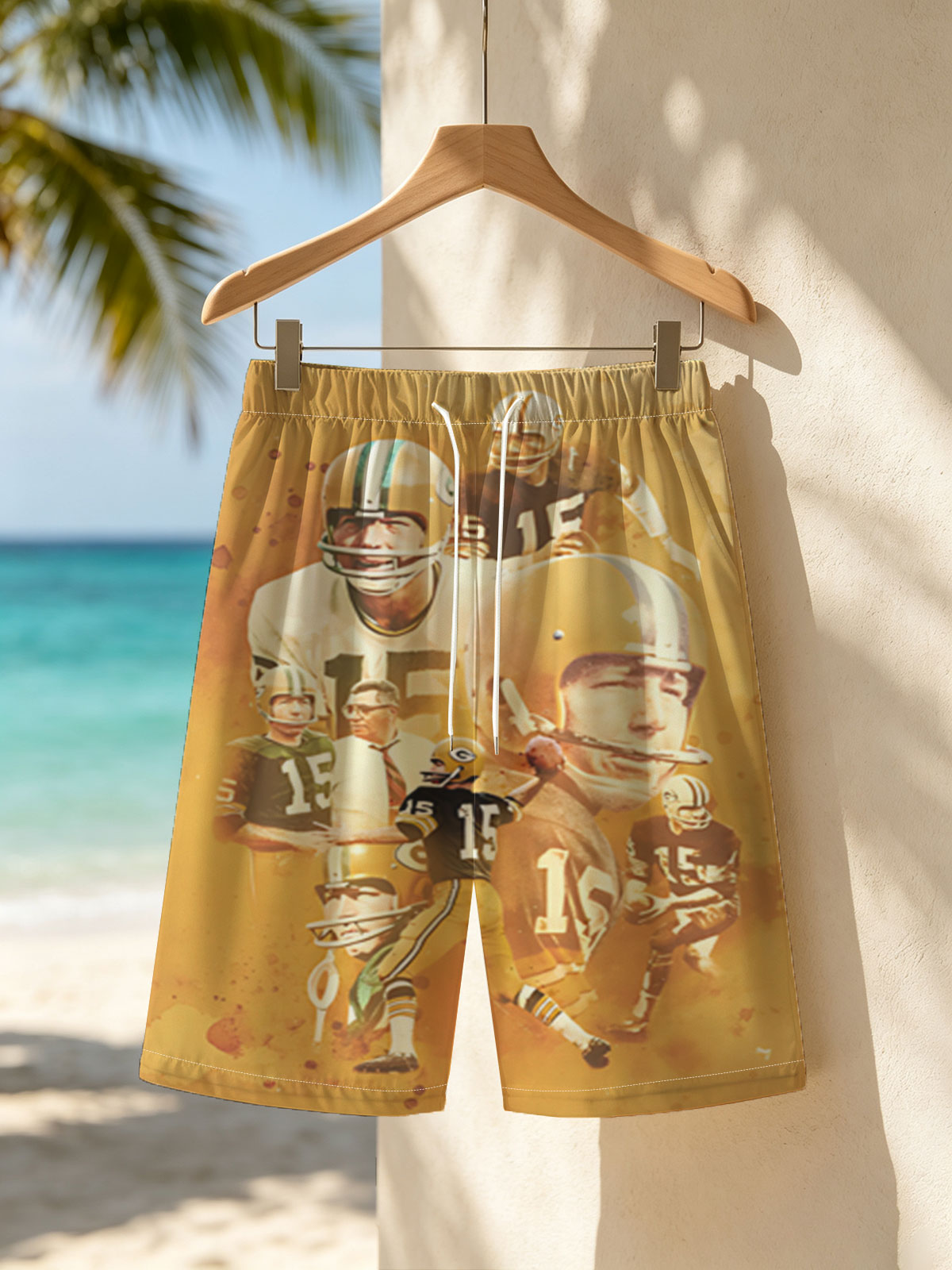 Bart Starr, Green Bay Packers Quarterback #15, Football Legend -  Beach shorts
