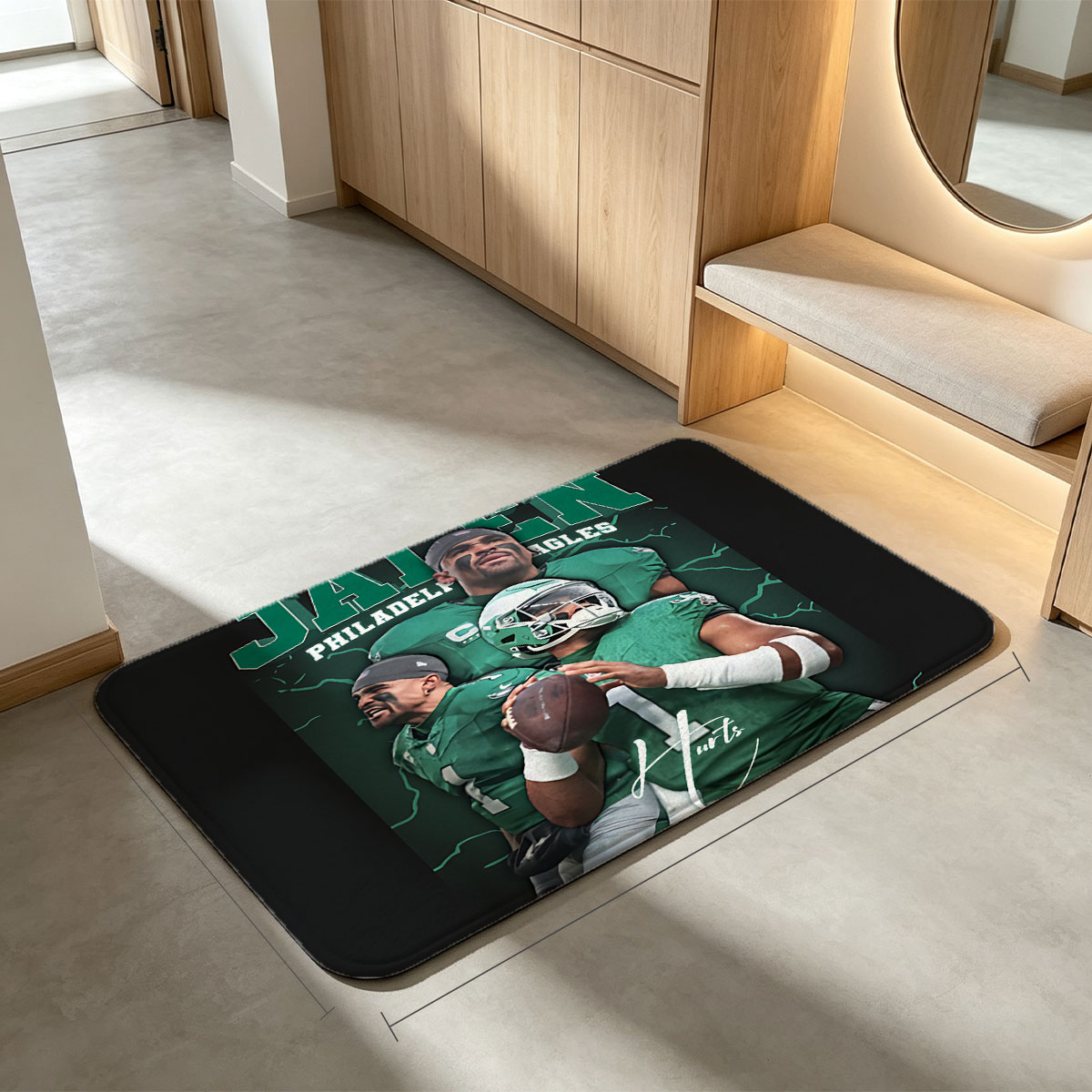 Jalen Hurts, Philadelphia Eagles Quarterback, in Action and Leadership Moments - Flannel floor mat