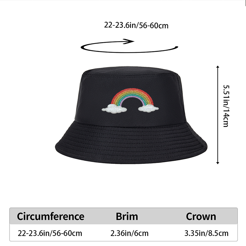Unisex Rainbow Glitter Bucket Hat with Cloud Design - Classic Fisherman Hat for Outdoor Activities, Beach, Travel, and Casual Wear - Perfect for Youth, Adults, and Fashion Lovers Seeking Vibrant Style