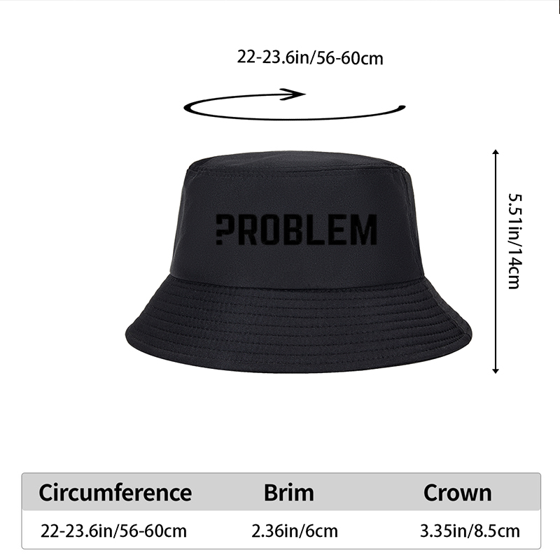 Unisex Fisherman Hat with Problem Print Design - Classic Cotton Bucket Hat for Outdoor Activities, Travel, and Casual Wear - Suitable for Men and Women Seeking Stylish Sun Protection and Comfortable Fit