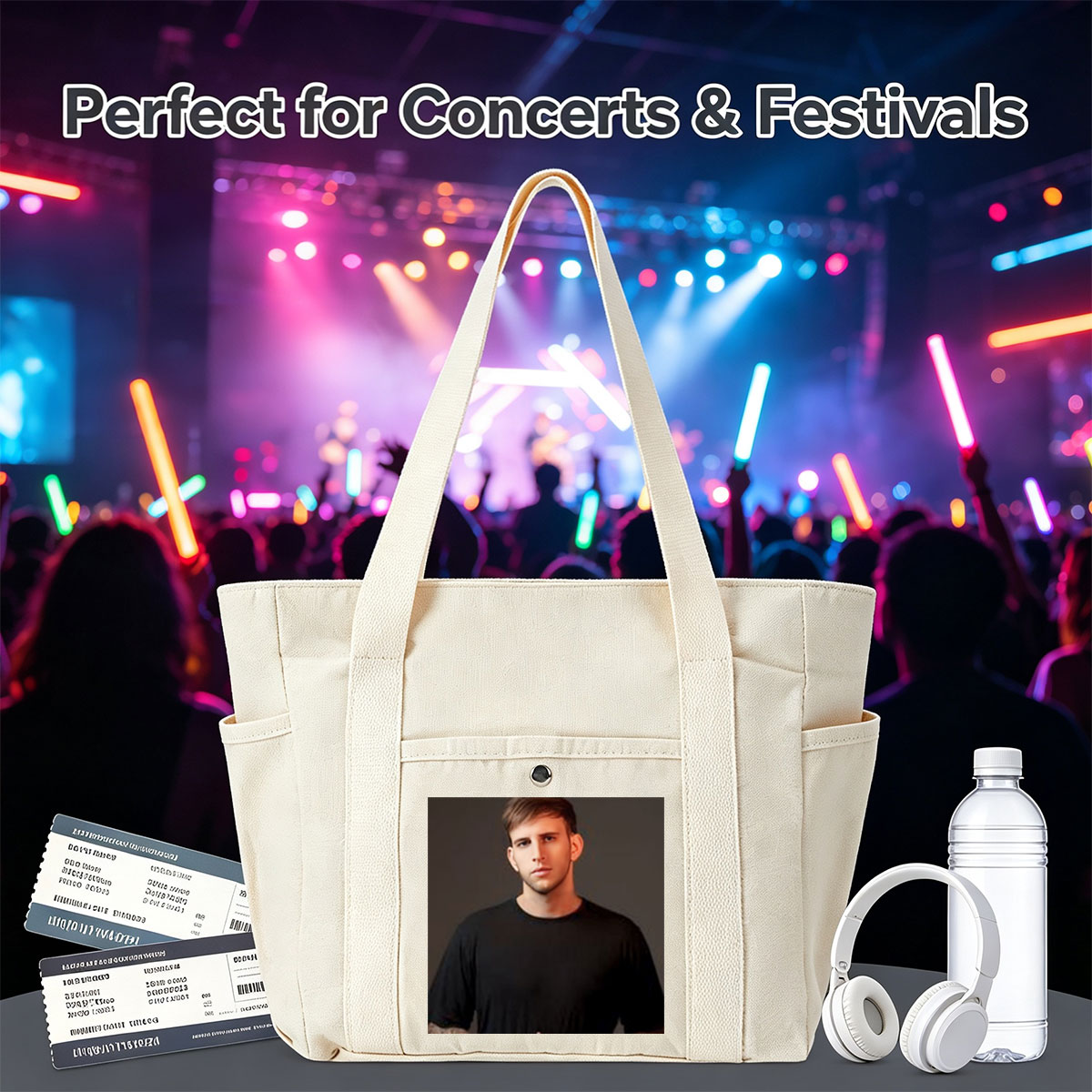 Logan Paul in a Studio Portrait Wearing a Black T-Shirt - Multi-pocket bags