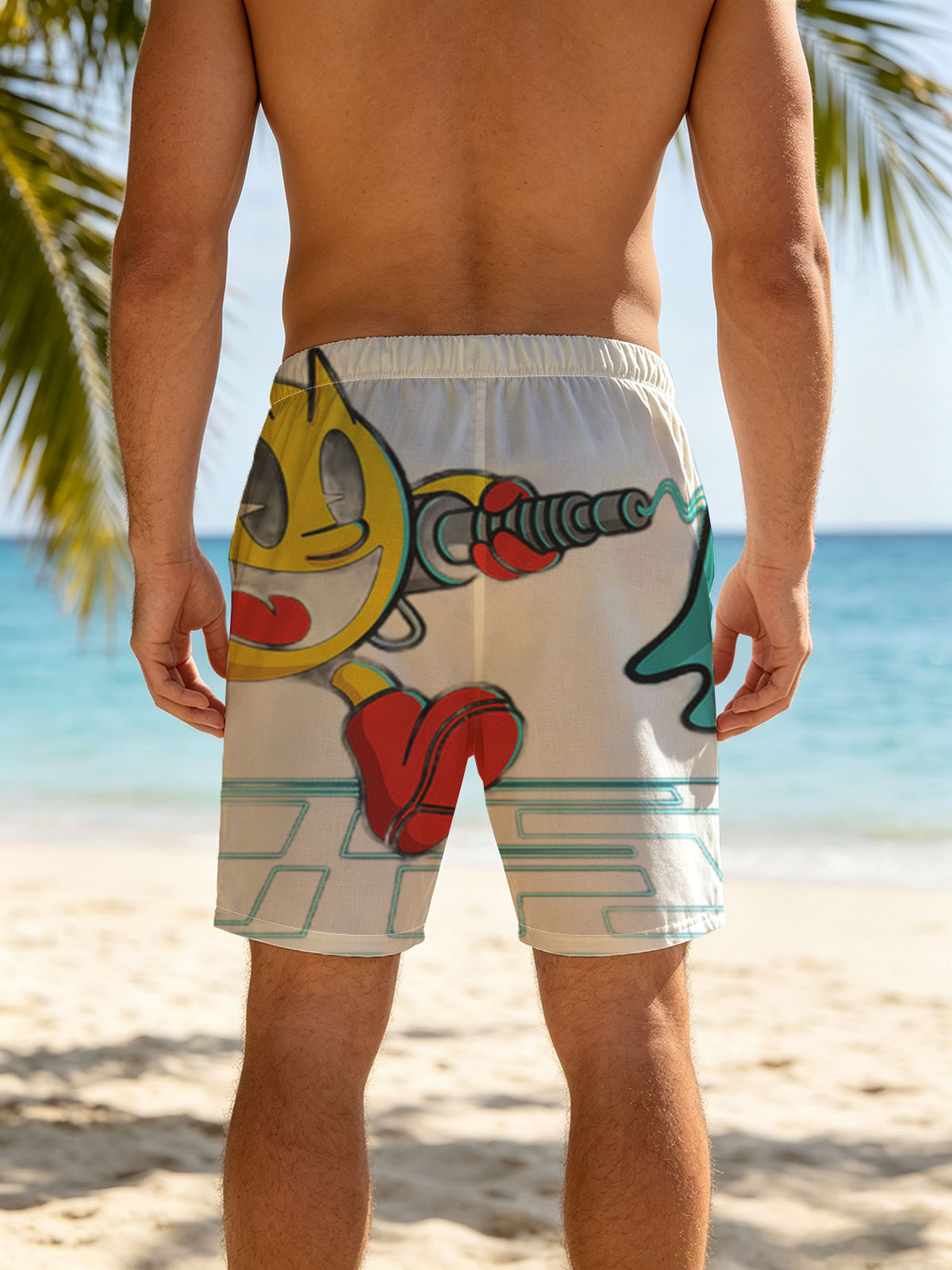 Pac-Man vs. Ghost: Classic Arcade Showdown -  Beach shorts