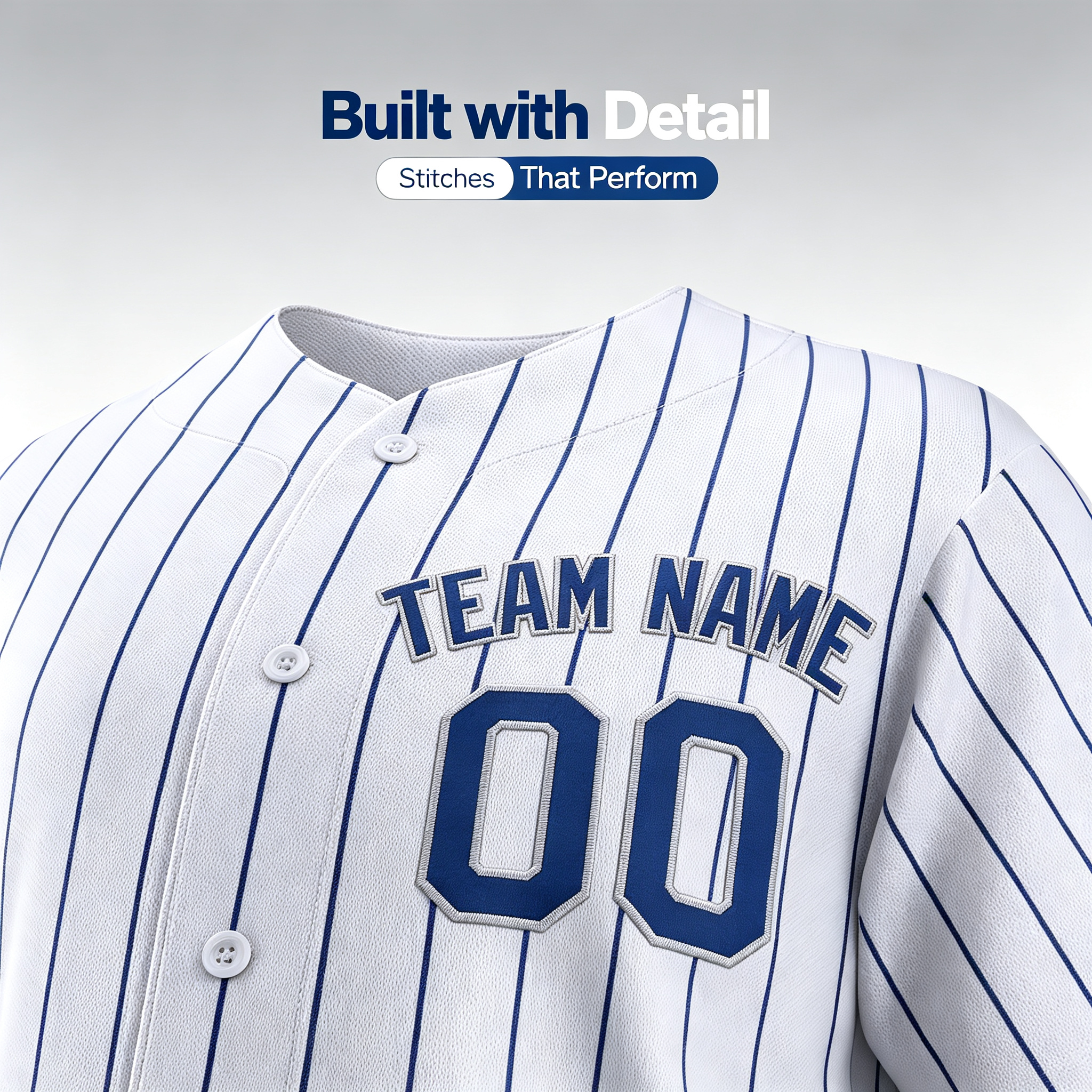 Custom Printed Chicago Vintage Style Baseball Jersey White Blue Pinstripe Button Down Shirt for Men and Women