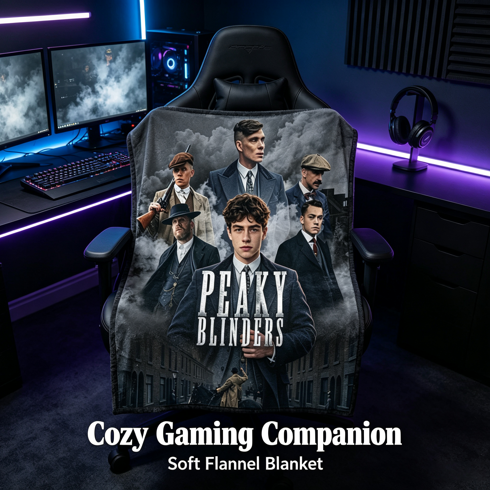 Custom Face Blanket Peaky Blinders Flannel Blanket for Fans of the Netflix Series Perfect Gift for Movie and TV Show Enthusiasts