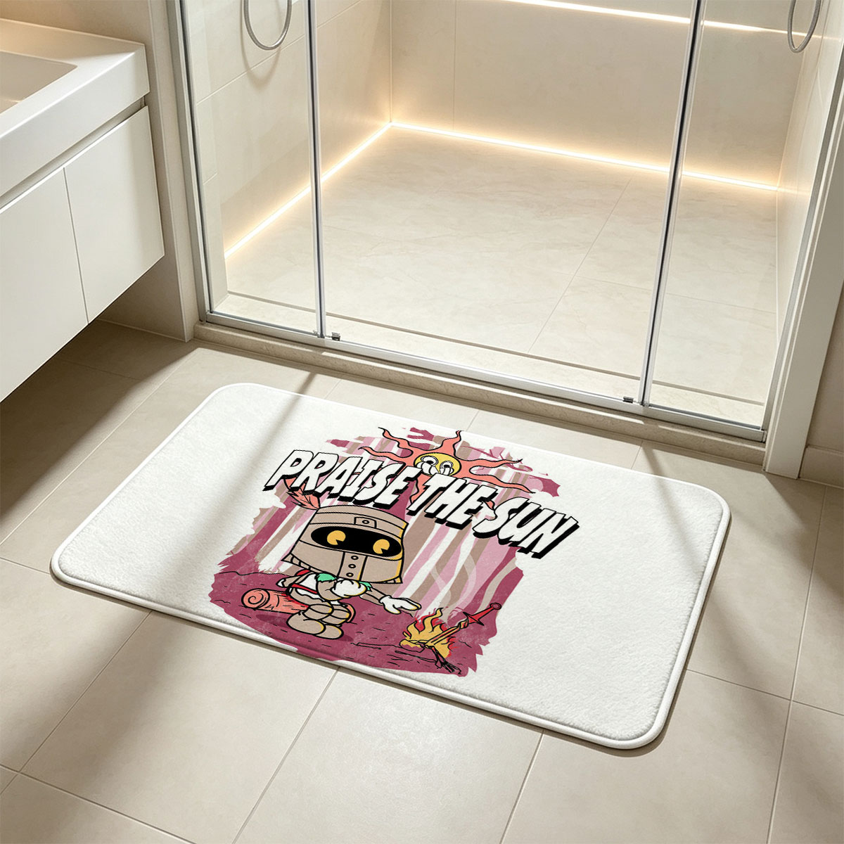 Praise the Sun - Knight with Campfire and Sword - Flannel floor mat
