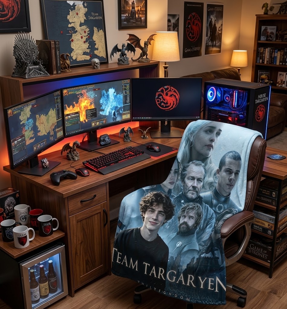 Custom Face Blanket Game of Thrones Team Targaryen Flannel Blanket Perfect for Fans of Daenerys Targaryen and House Targaryen Ideal Gift for TV Show Enthusiasts and Collectors
