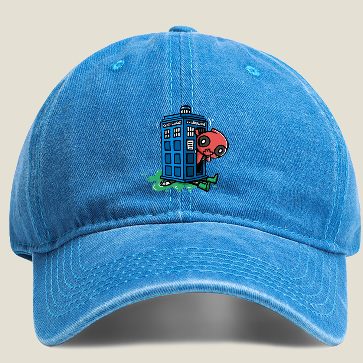 Rick and Morty Meets Doctor Who: Chimichangas TARDIS - Washed Denim - Baseball Cap
