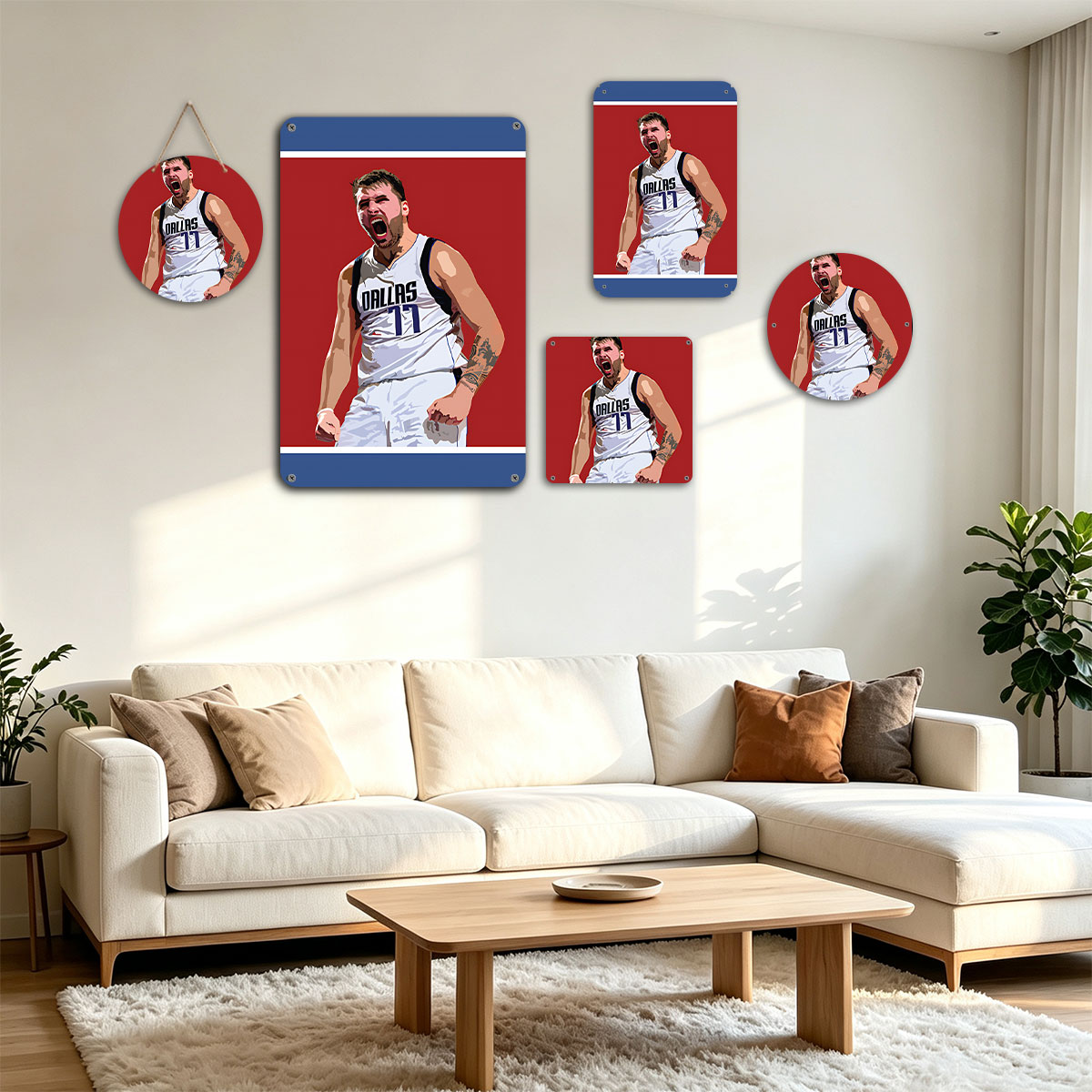 Luka Doncic, Dallas Mavericks #77, Basketball Player, Celebrating on Court - painting
