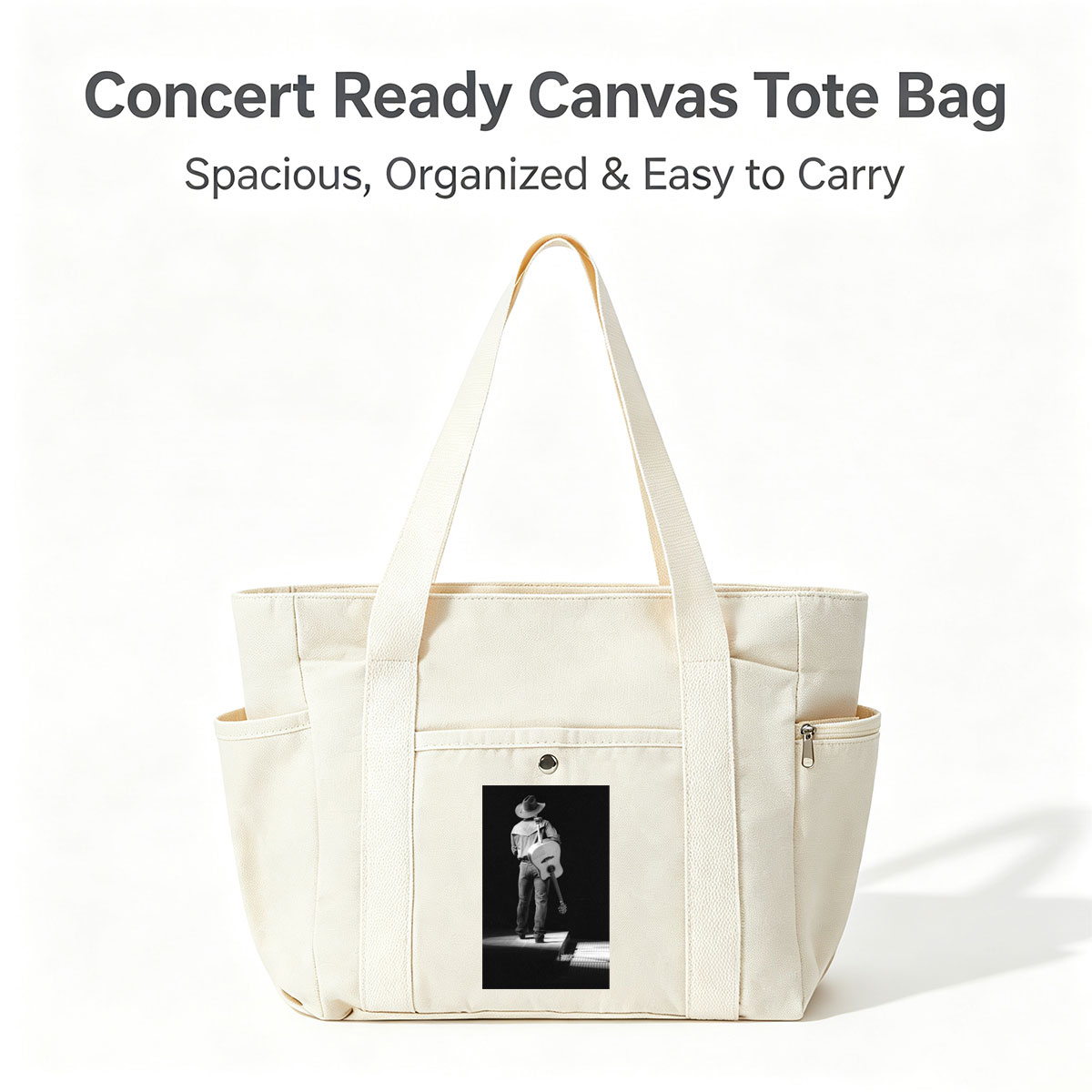 Willie Nelson on Stage with Acoustic Guitar in Black and White Portrait - Multi-pocket bags