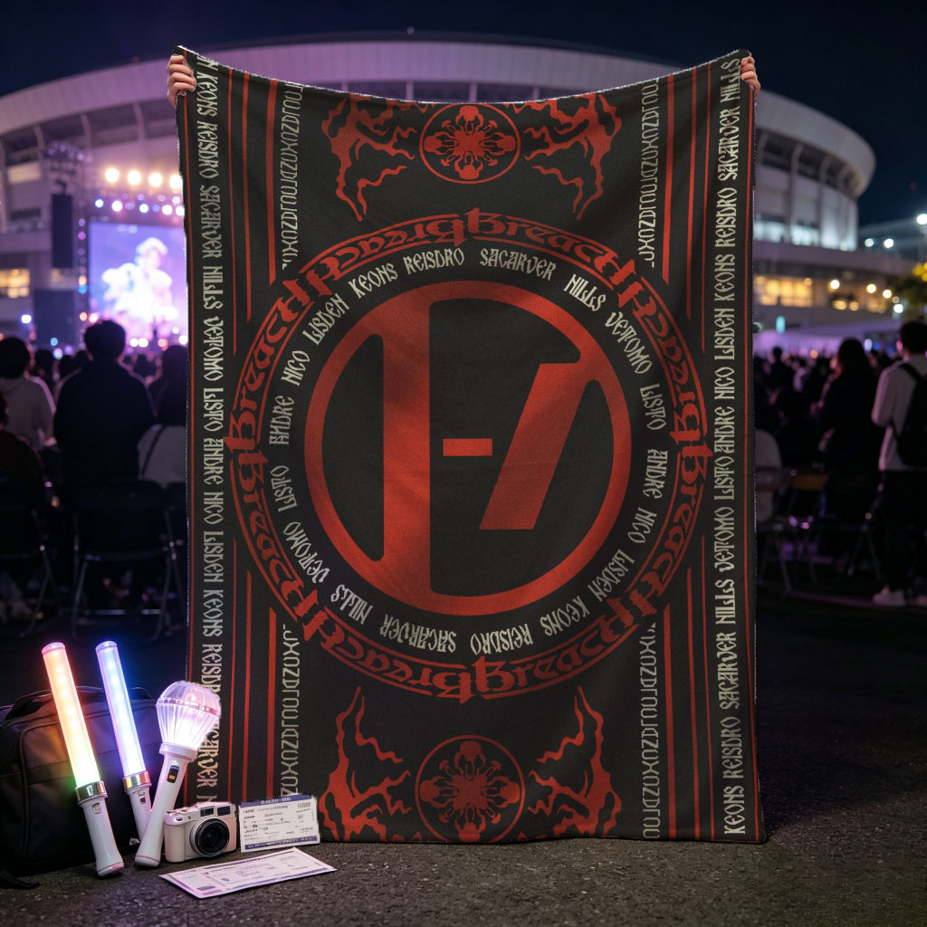 Korn Band Logo Design Featuring Red and Black Symbolic Artwork with Circular Text and Central 