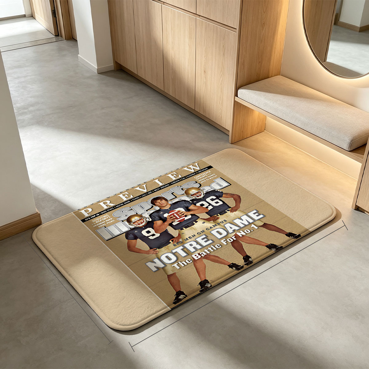 Notre Dame Football: The Battle for No. 1 – Tom Zbikowski, Brady Quinn, Travis Thomas - Flannel floor mat
