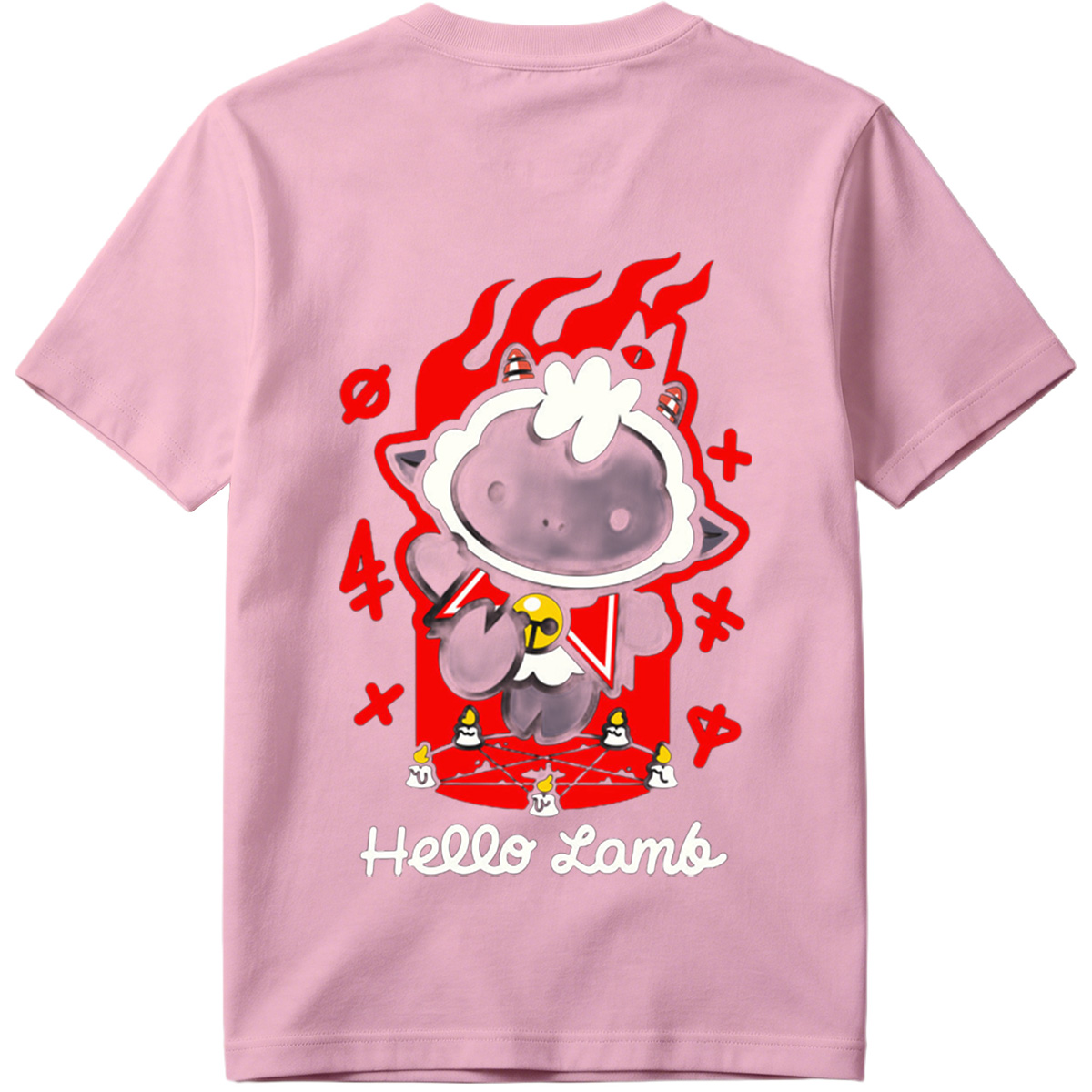 Hello Lamb: Dark Sheep with Flames and Ritual Symbols - Tee