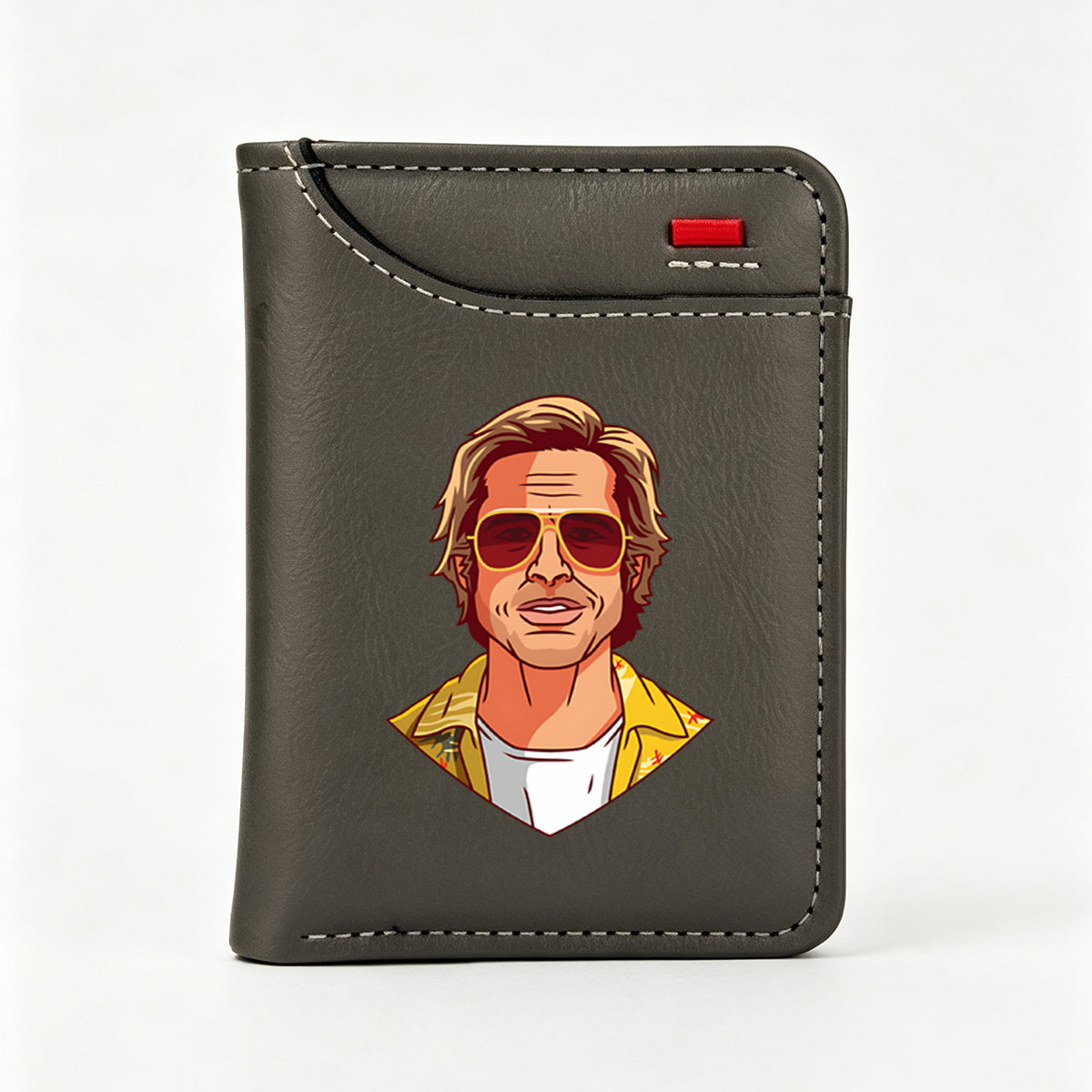 Brad Pitt in Aviator Sunglasses and Yellow Jacket - Vertical Style Wallet