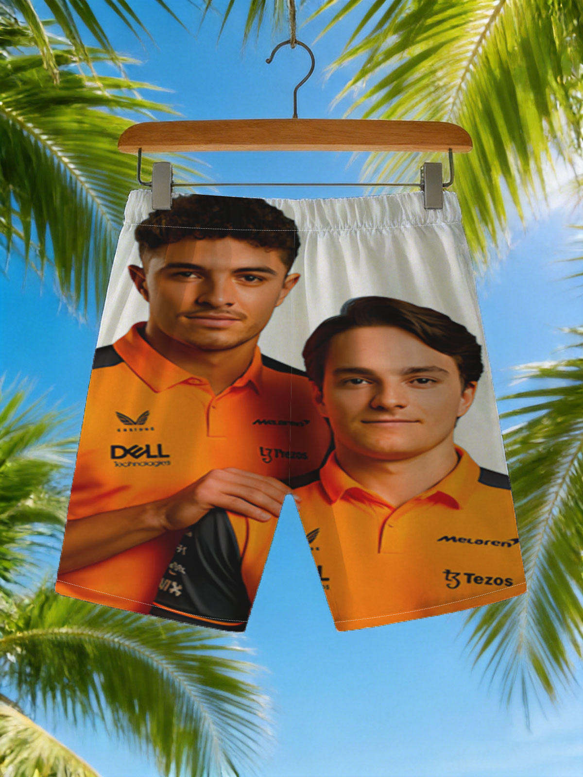 McLaren F1 Drivers in Team Polos, Featuring Dell and Tezos Sponsorship -  Beach shorts