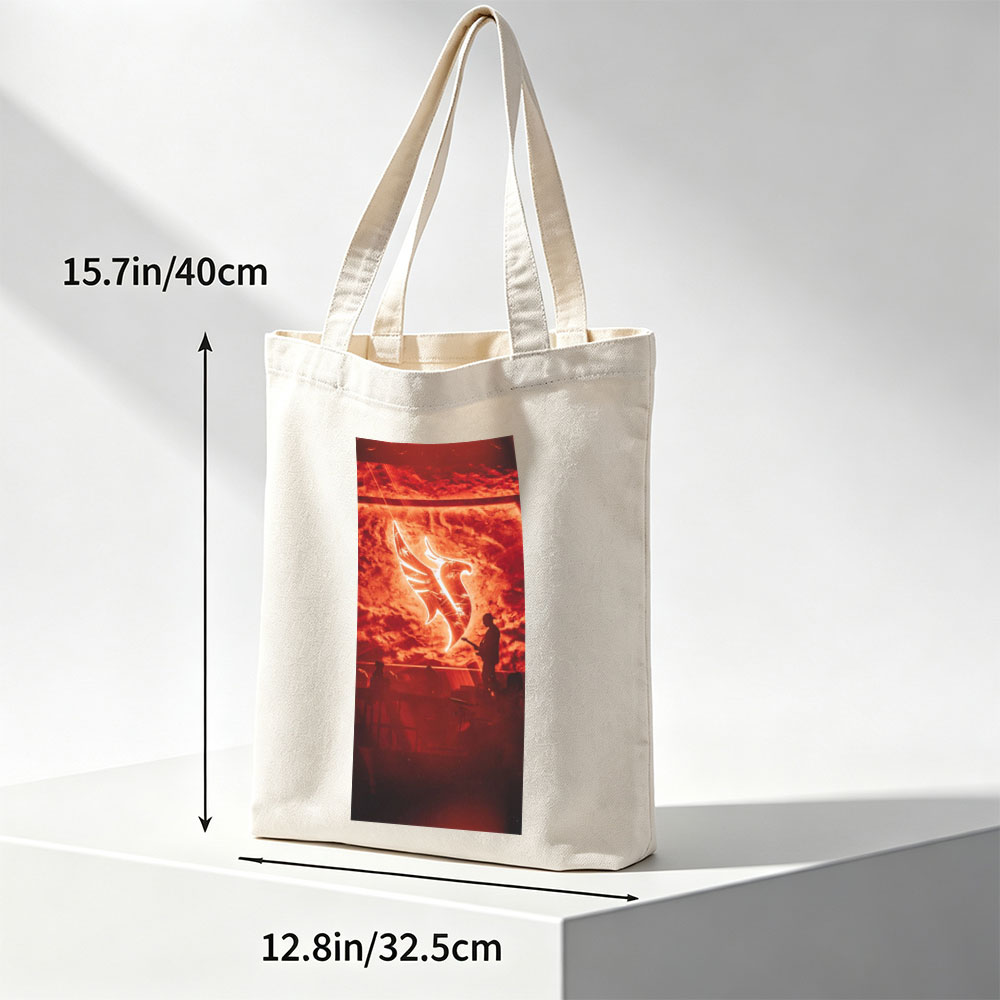 Imagine Dragons Live Performance with Dramatic Red Sky and Glowing Logo Projection - Canvas tote bags