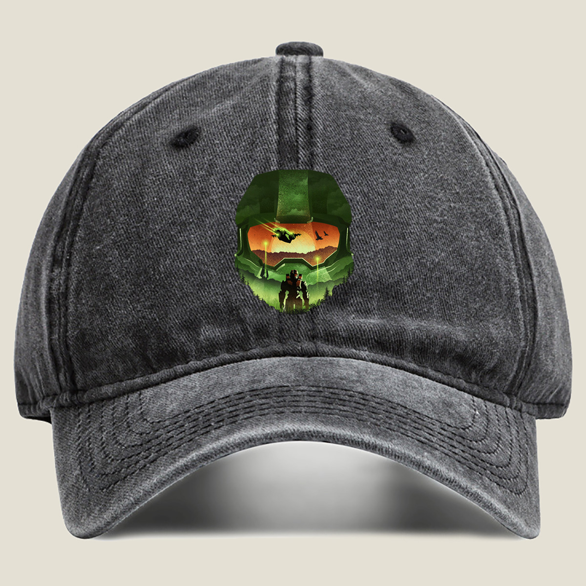 Halo: Master Chief and the Forerunner Landscape - Washed Denim - Baseball Cap