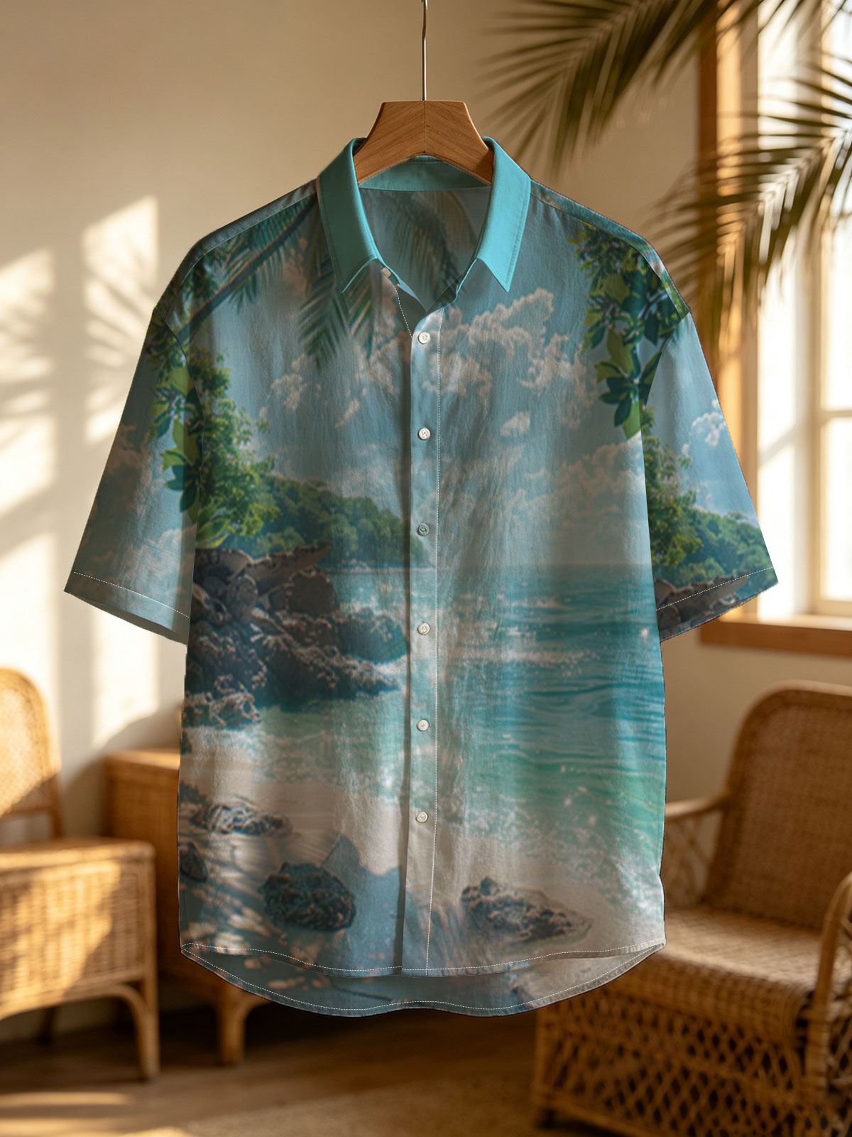 Tropical Beach with Palm Trees and Crystal Clear Water -  Shirt