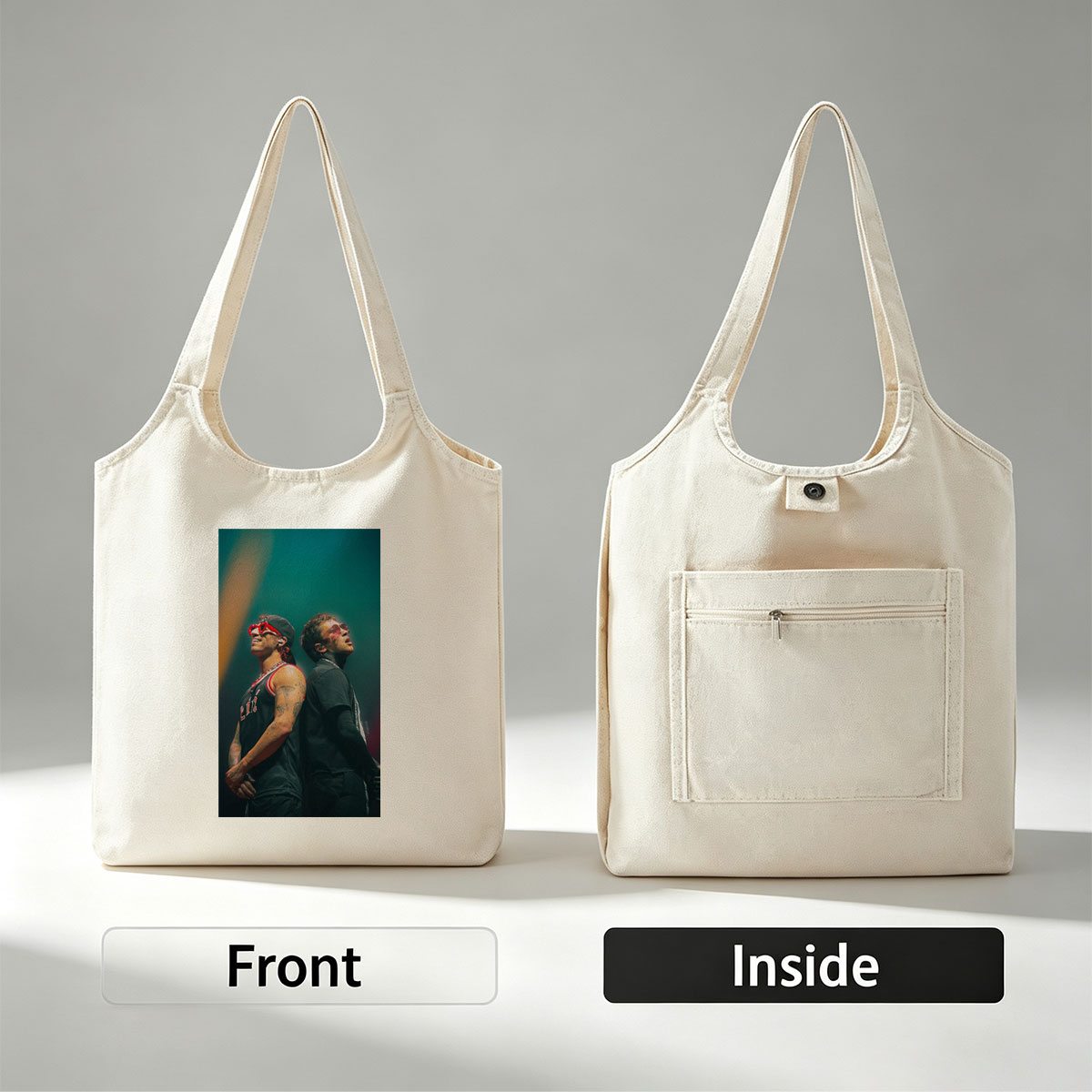 Lil Wayne and The Weeknd on Stage Performing at a Concert - Canvas shoulder bags/
