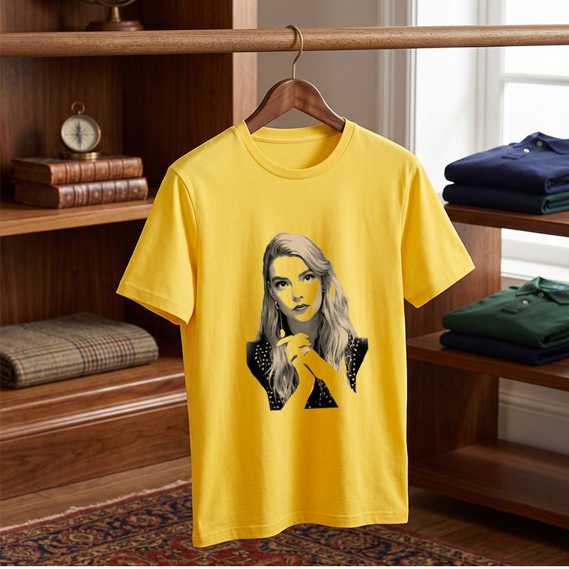 Mysterious Woman with Masked Face and Long Blonde Hair - Tee