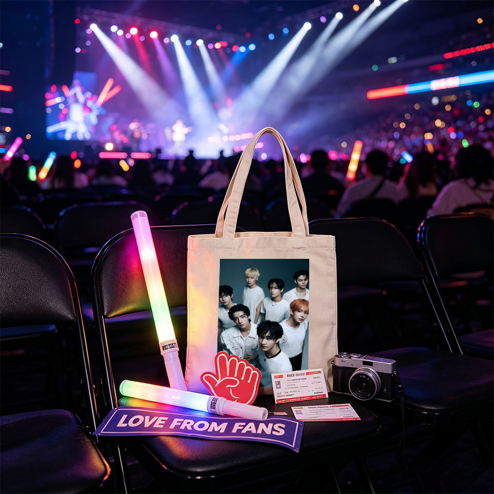 ENHYPEN Group Photo - Seven Members in White Outfits Posed Against Dark Background - Canvas tote bags