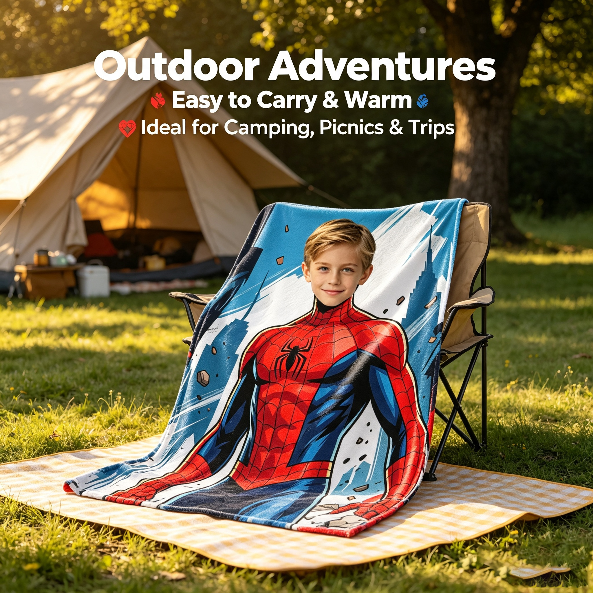 DIY Custom Photo Spider-Man Flannel Blanket – Personalized Hero-Themed Throw for Kids (Sofa Blanket Gift)