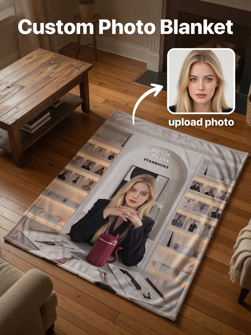 Custom Photo Blanket Personalized Portrait Flannel Throw, Ultra Soft Anti-Pilling Fleece Bed Cover, Ideal Unique Gift
