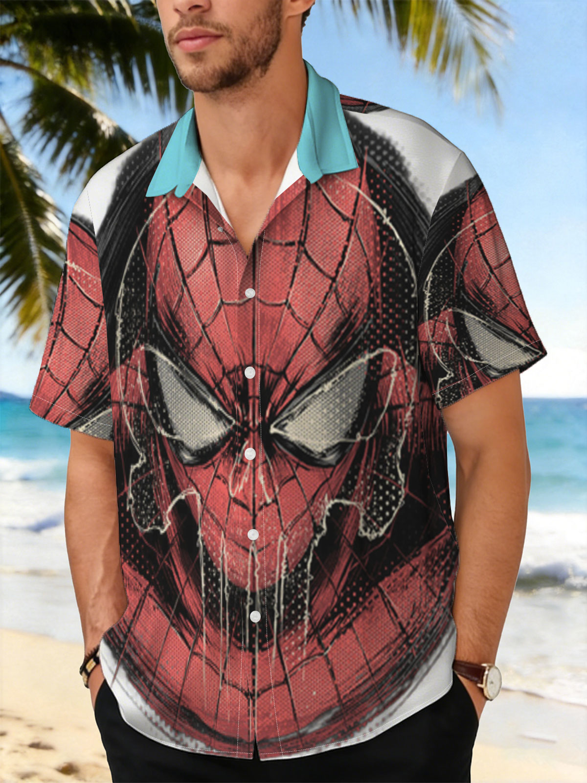 Spider-Man: Iconic Hero in Red and Black Mask Design -  Shirt