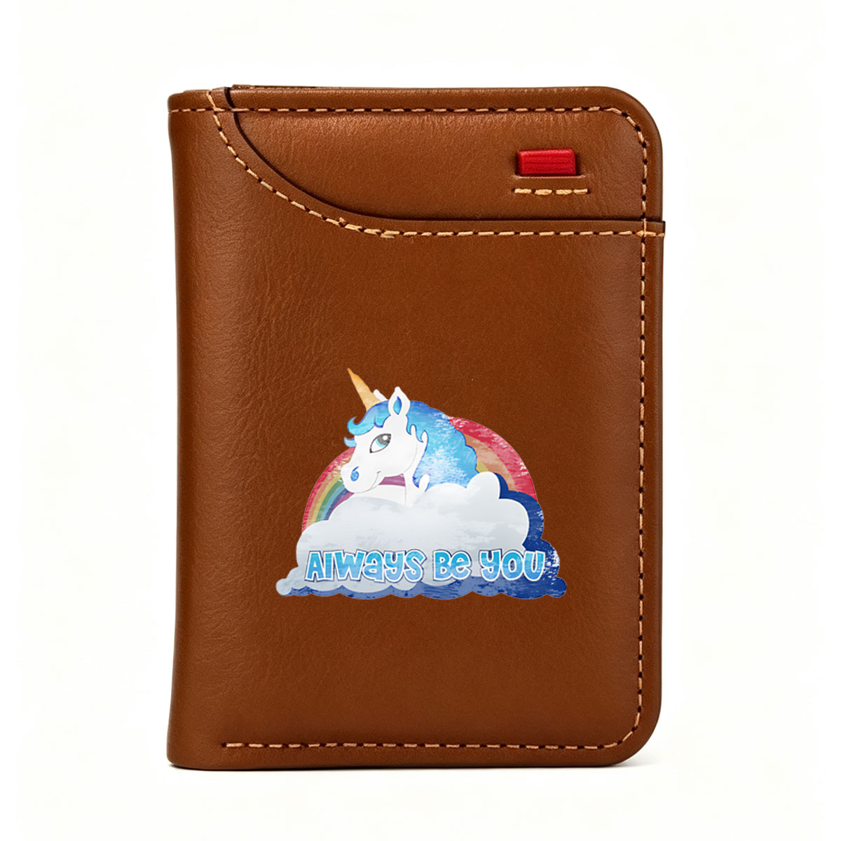 Unicorn with Rainbow and Cloud: Always Be You - Vertical Style Wallet