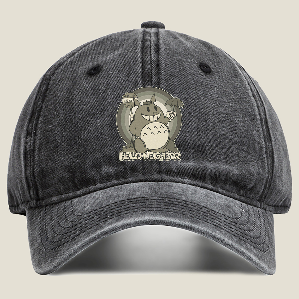 Hello Neighbor Totoro - Washed Denim - Baseball Cap
