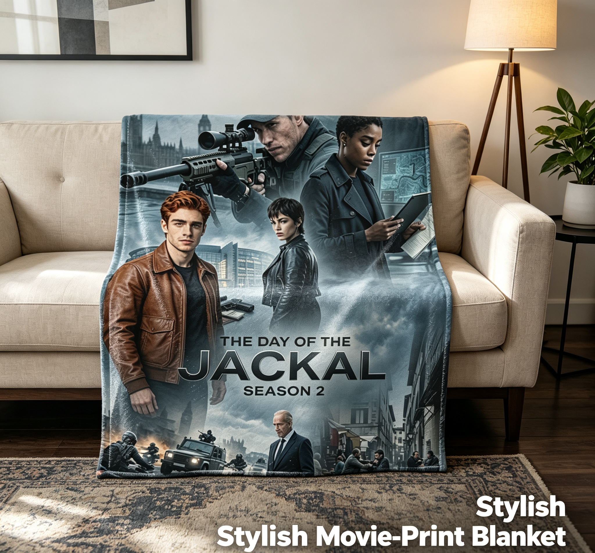Custom Face Blanket The Day of the Jackal Season 2 Flannel Blanket Perfect for Fans of Action Thriller Series Cozy Home Decor Gift or Giveaway